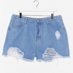 Nasty Gal Best Distressed Plus Denim Shorts